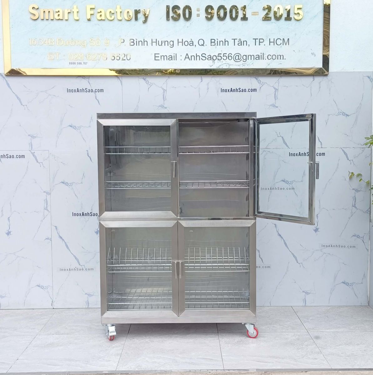 TỦ CHÉN INOX 304 4 CÁNH CỬA B65 | bTA | Công Ty TNHH INOX Ánh Sao